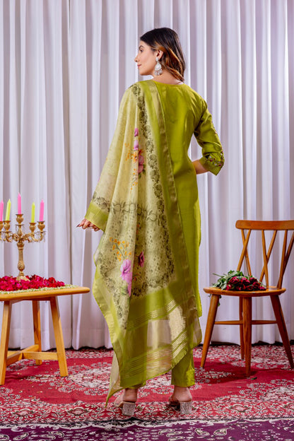 Wedding party wear green color suit