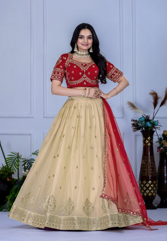 Off white jimmy choo lehenga choli with dupatta
