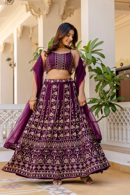 Wine colour Lehenga Bridal
