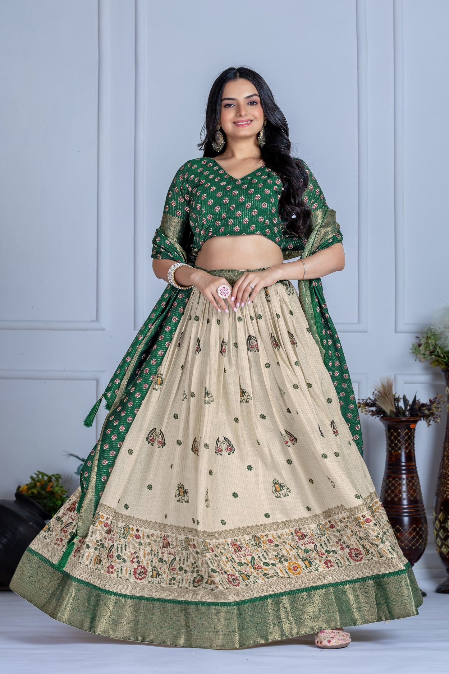 Green color lehenga choli online shopping
