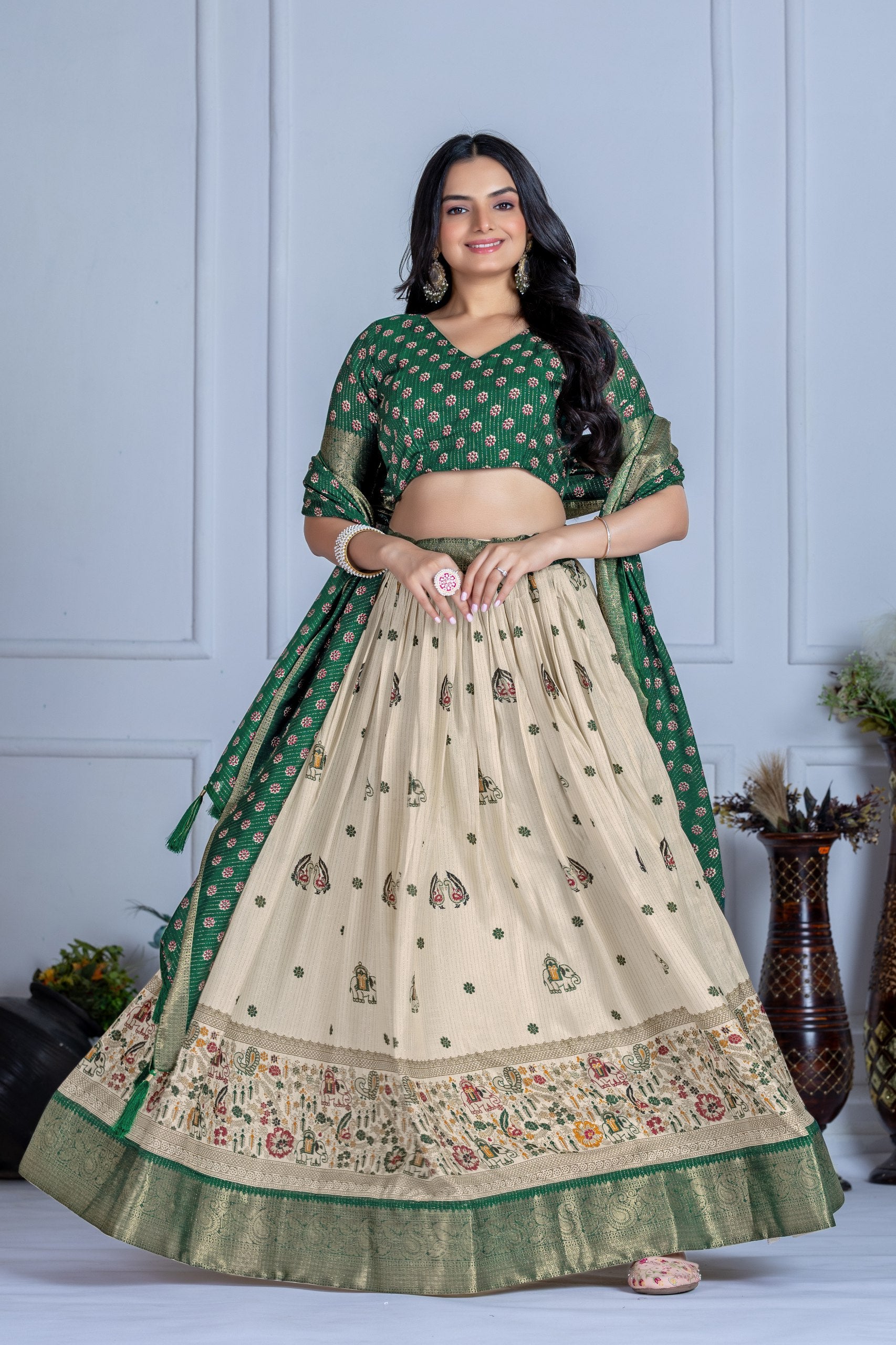Green color lehenga choli online shopping
