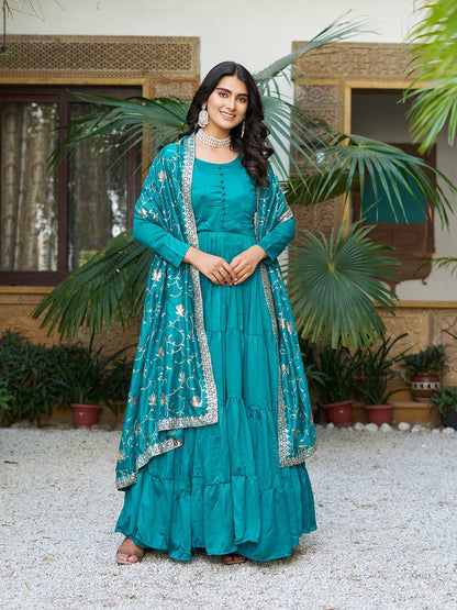 Rama color vichitra silk gown