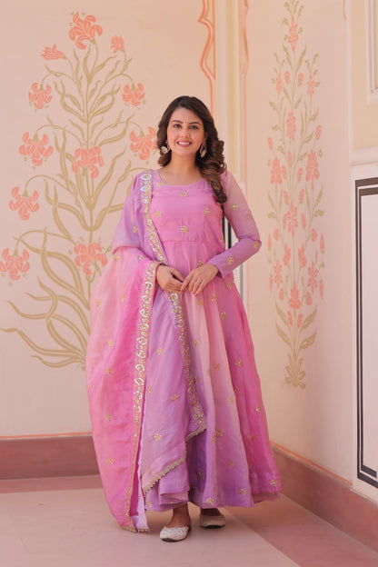pink color designer suit