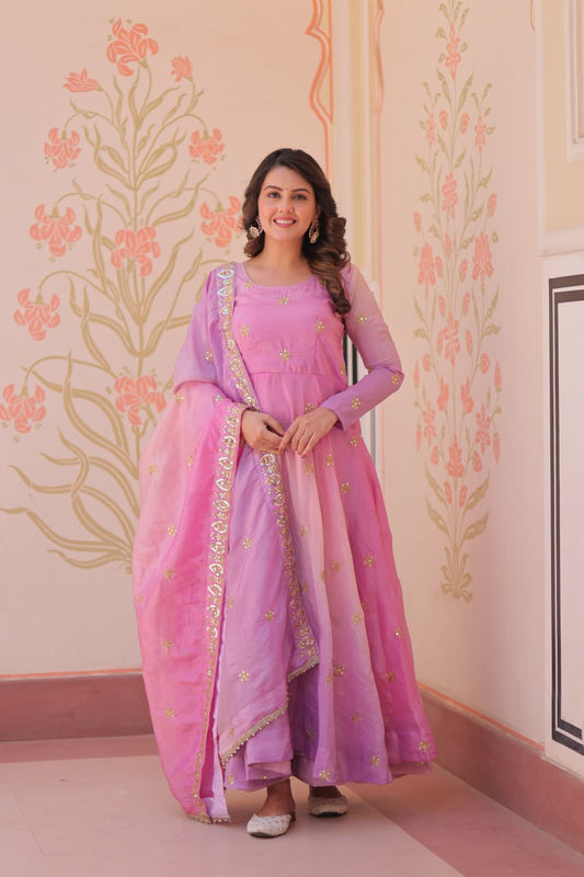 pink color designer suit