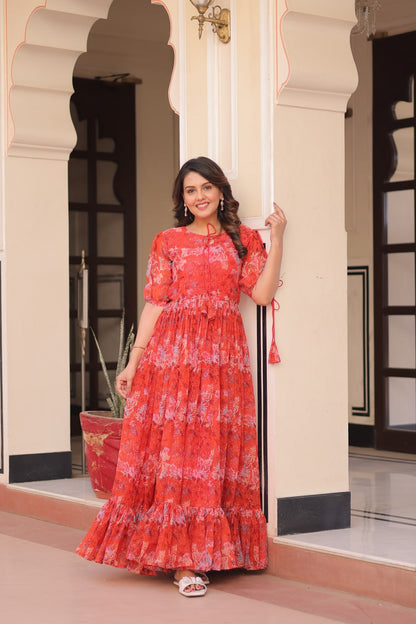 Red stylish gown for party