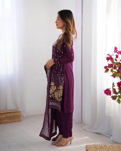 Wine color georgette salwar suit online

