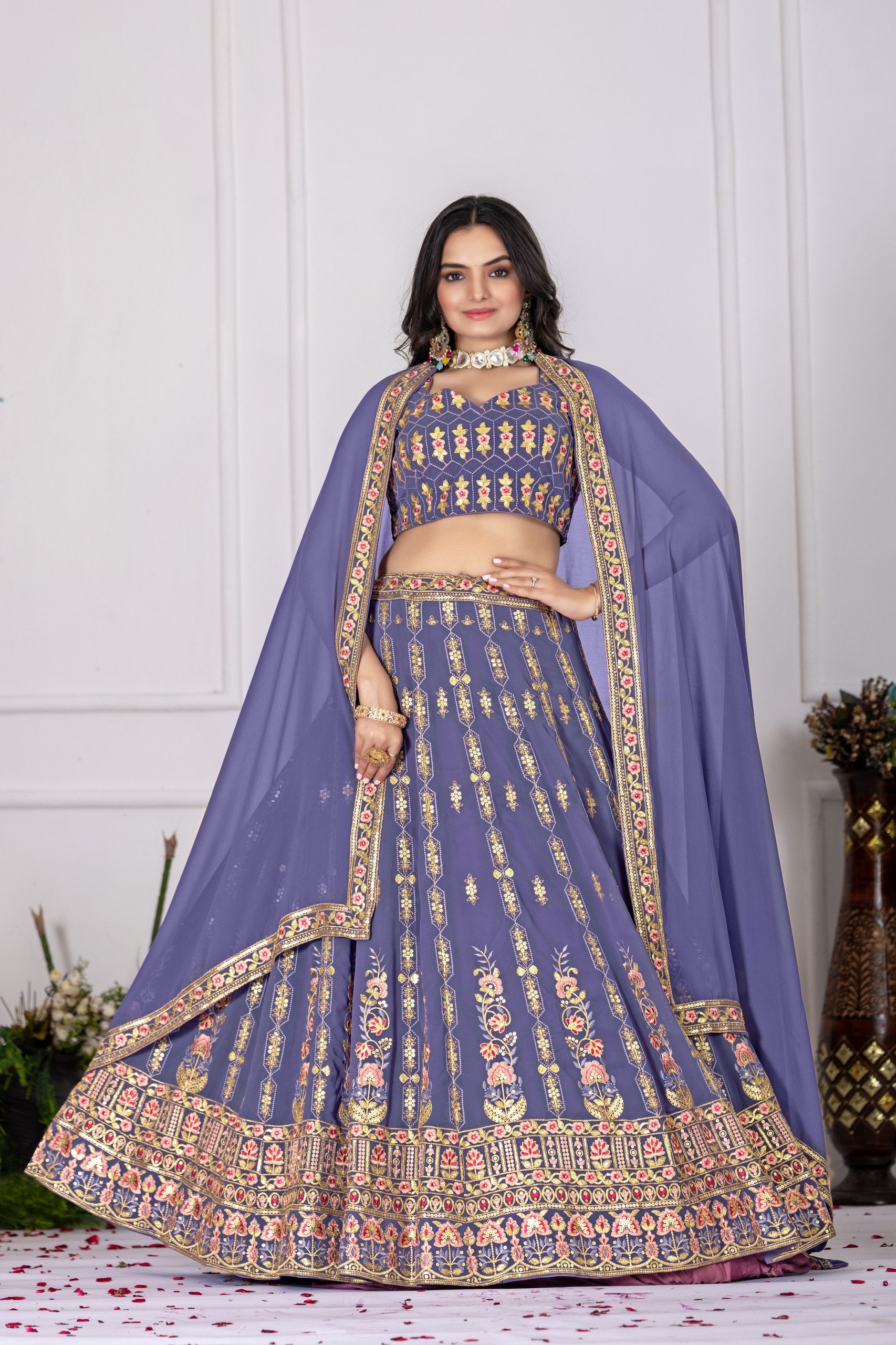 Elegance lavender color chaniya choli with online