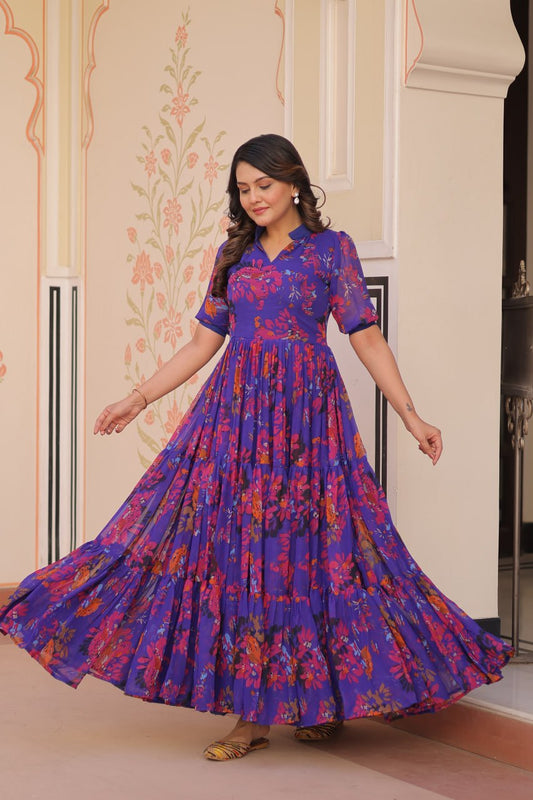 Women blue color georgette gown
