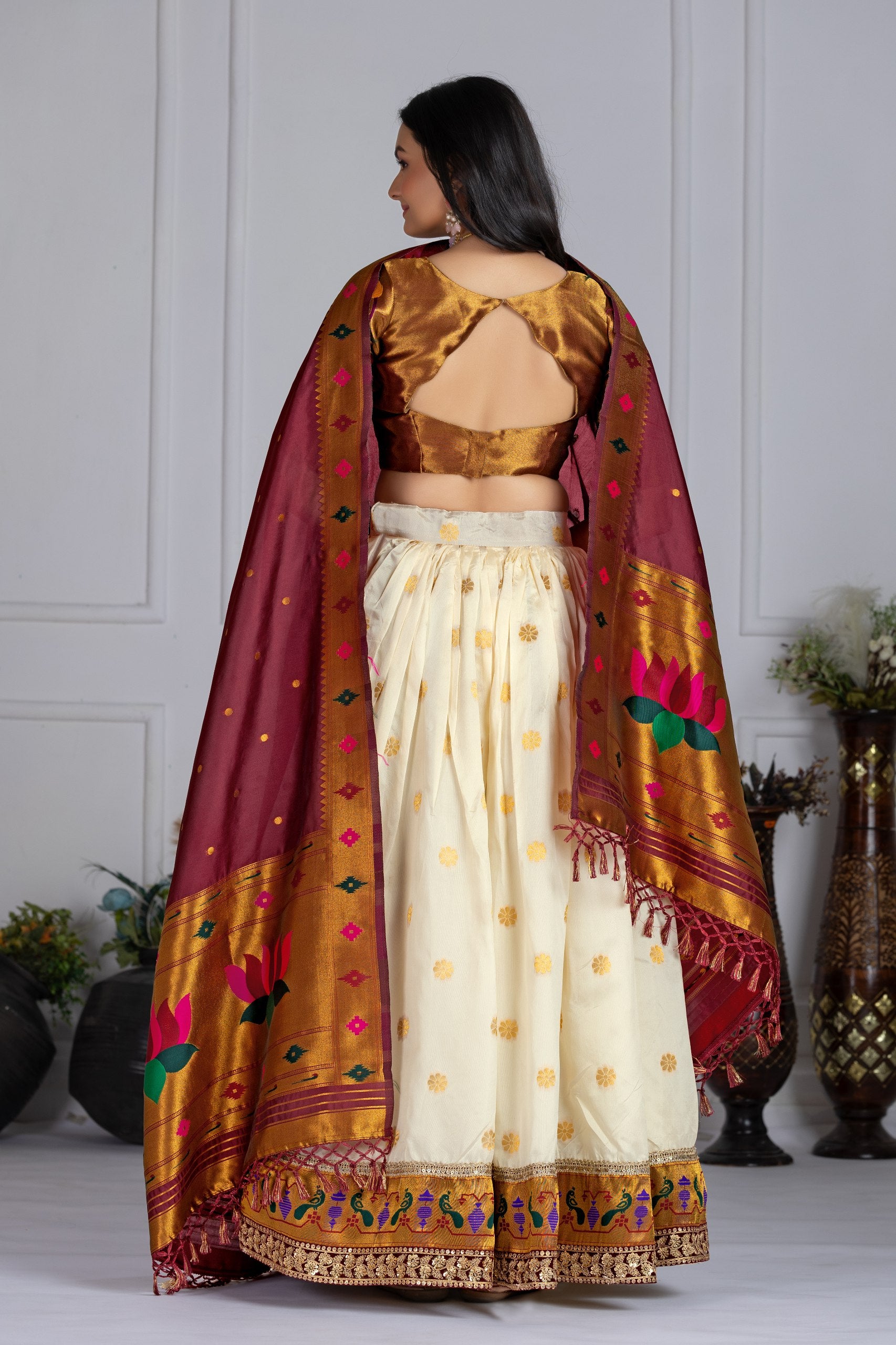 Elegance off white embroidery work lehenga choli price