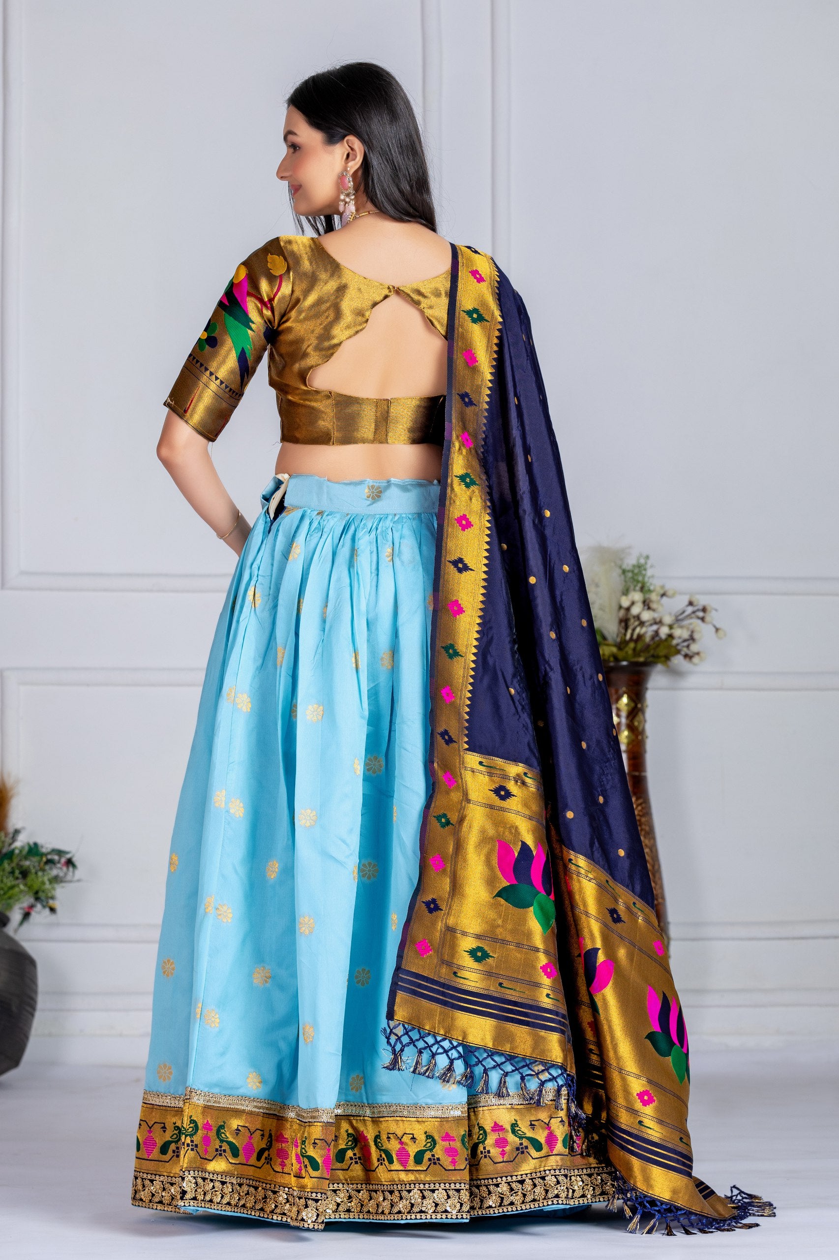 sky blue paithani lehenga choli usa