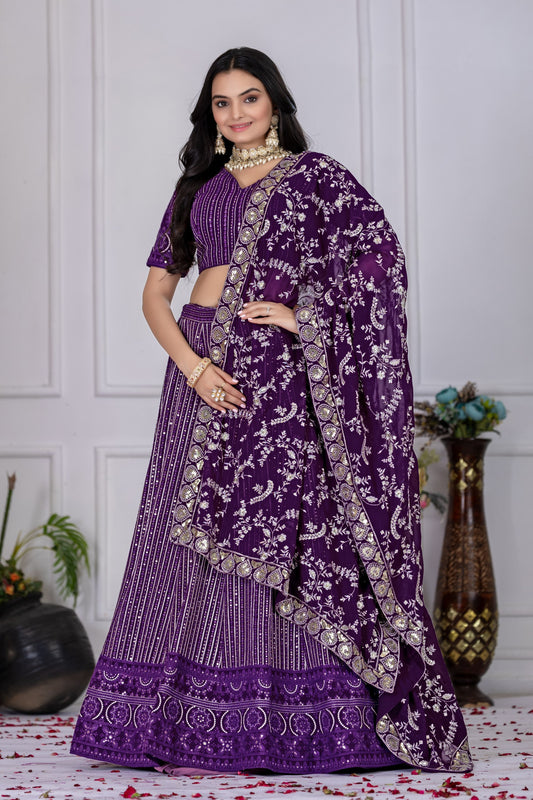 Purple color georgette lehenga choli 