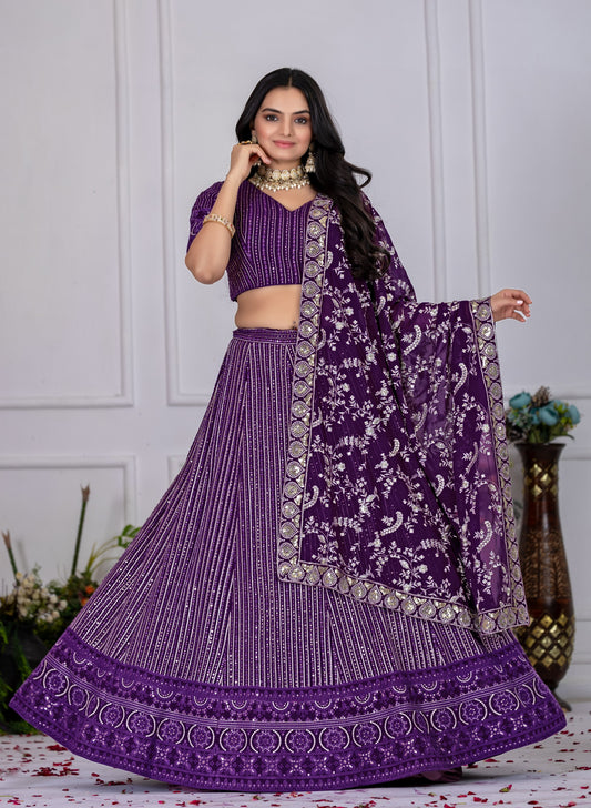 Wedding wear purple lehenga choli online