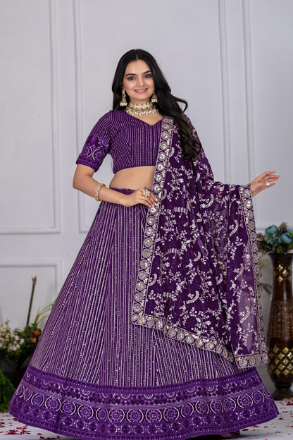 Purple color sequins work chaniya choli UK