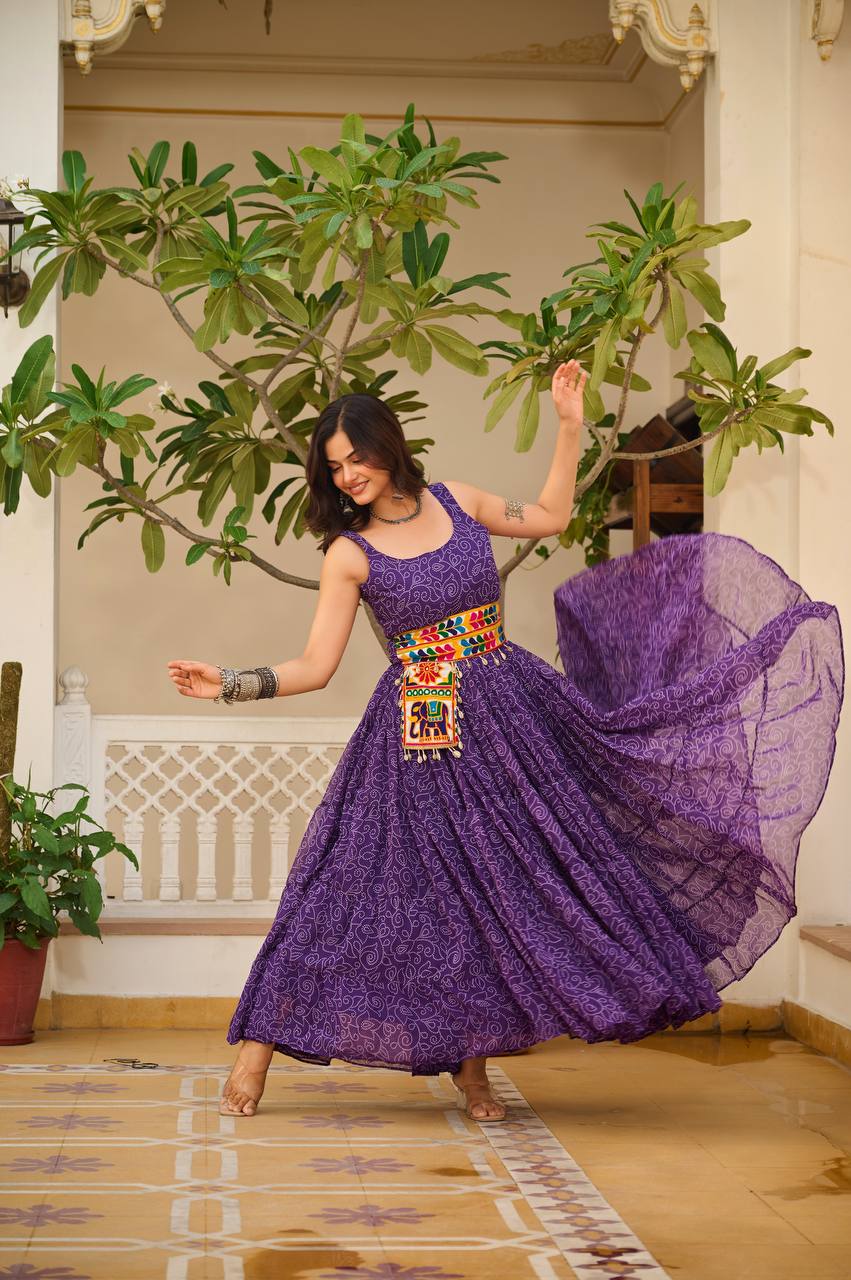 Garba wear purple gown