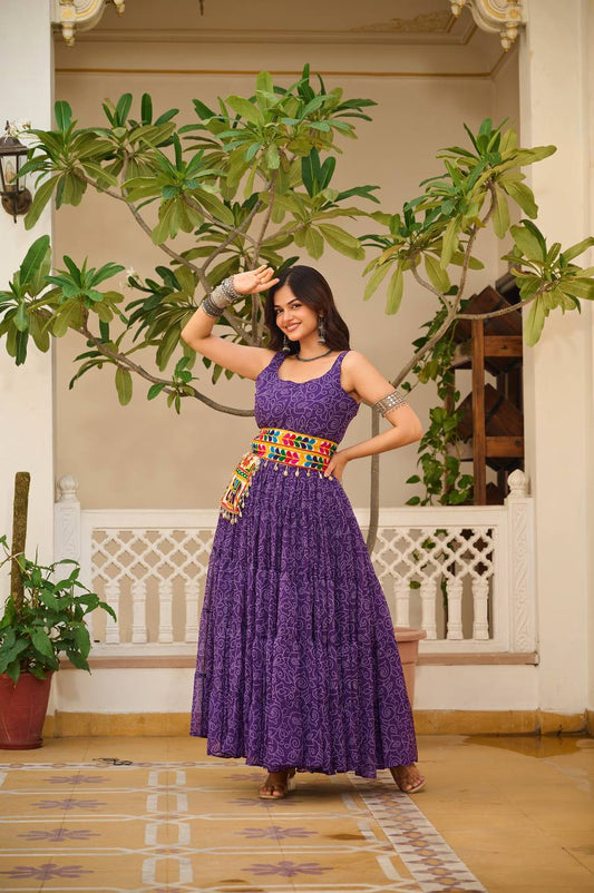 Purple color georgette gown