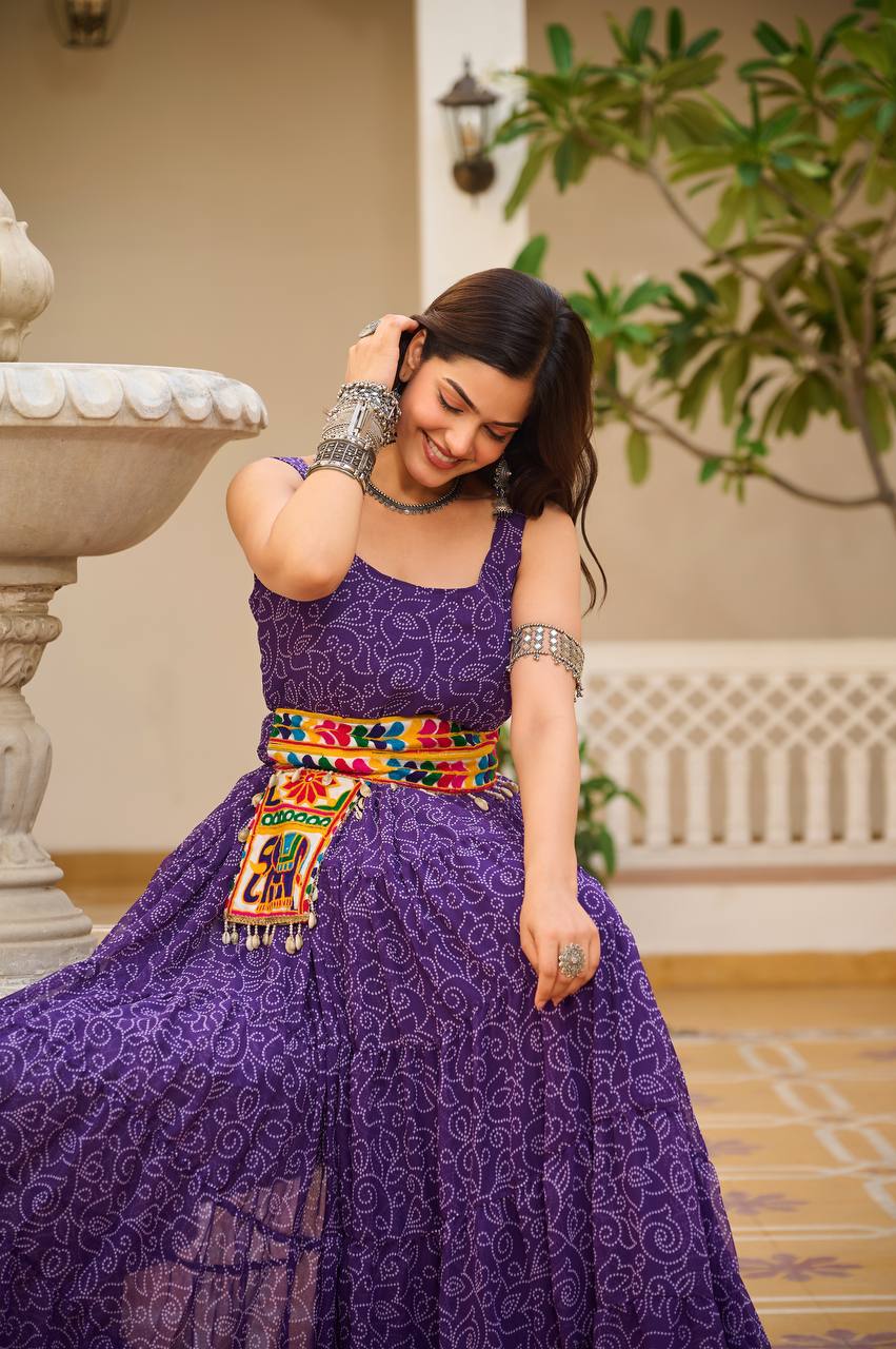 Festive wear bandhani printed gown