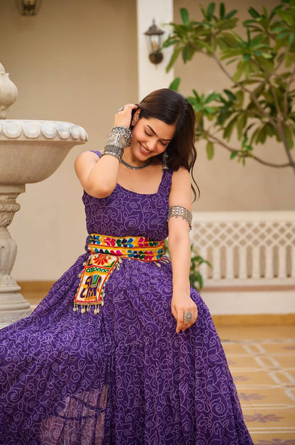 Festive wear bandhani printed gown