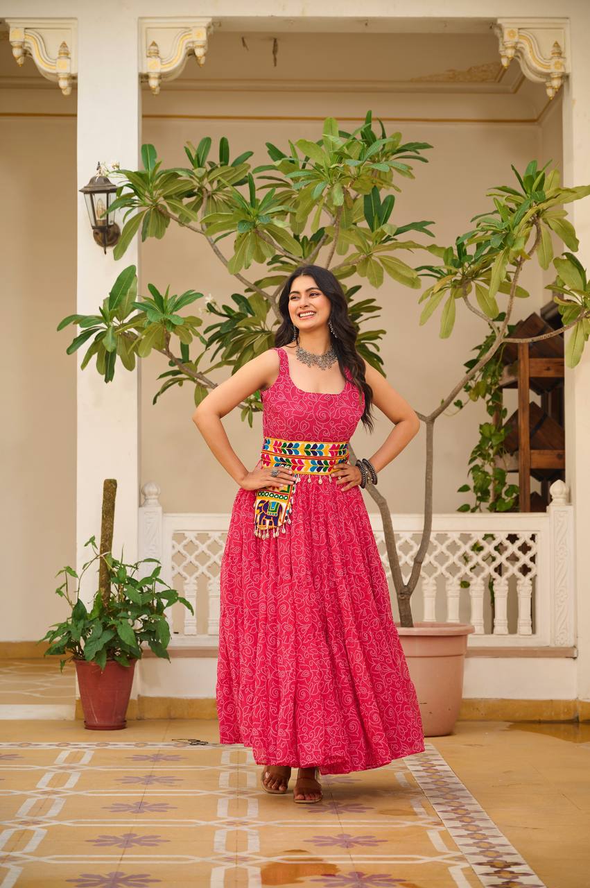 Navratri wear pink gown