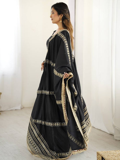 Black color designer long gown 