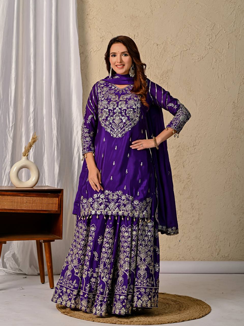Purple Ready to Wear Top with Lehenga Set for Party