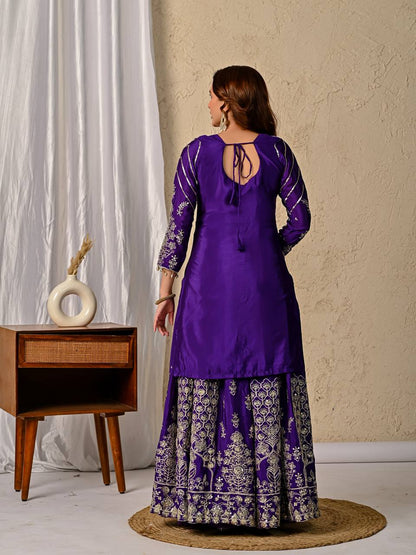 Purple Ready to Wear Top with Lehenga Set for Party