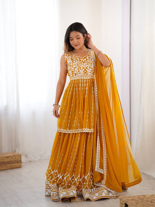designer yellow haldi lehengha choli