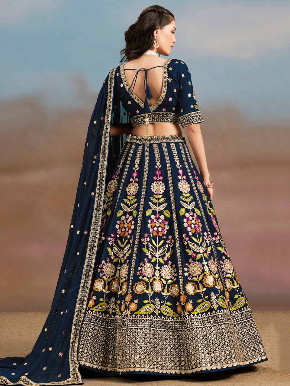 Designer blue color georgette chaniya choli