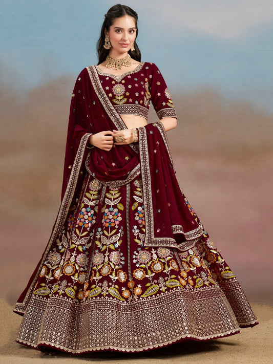 Maroon color georgette lehenga choli