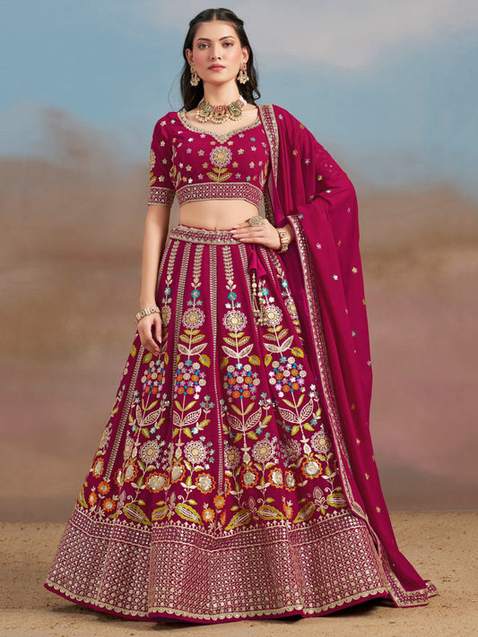 Pink color georgette lehenga choli for women