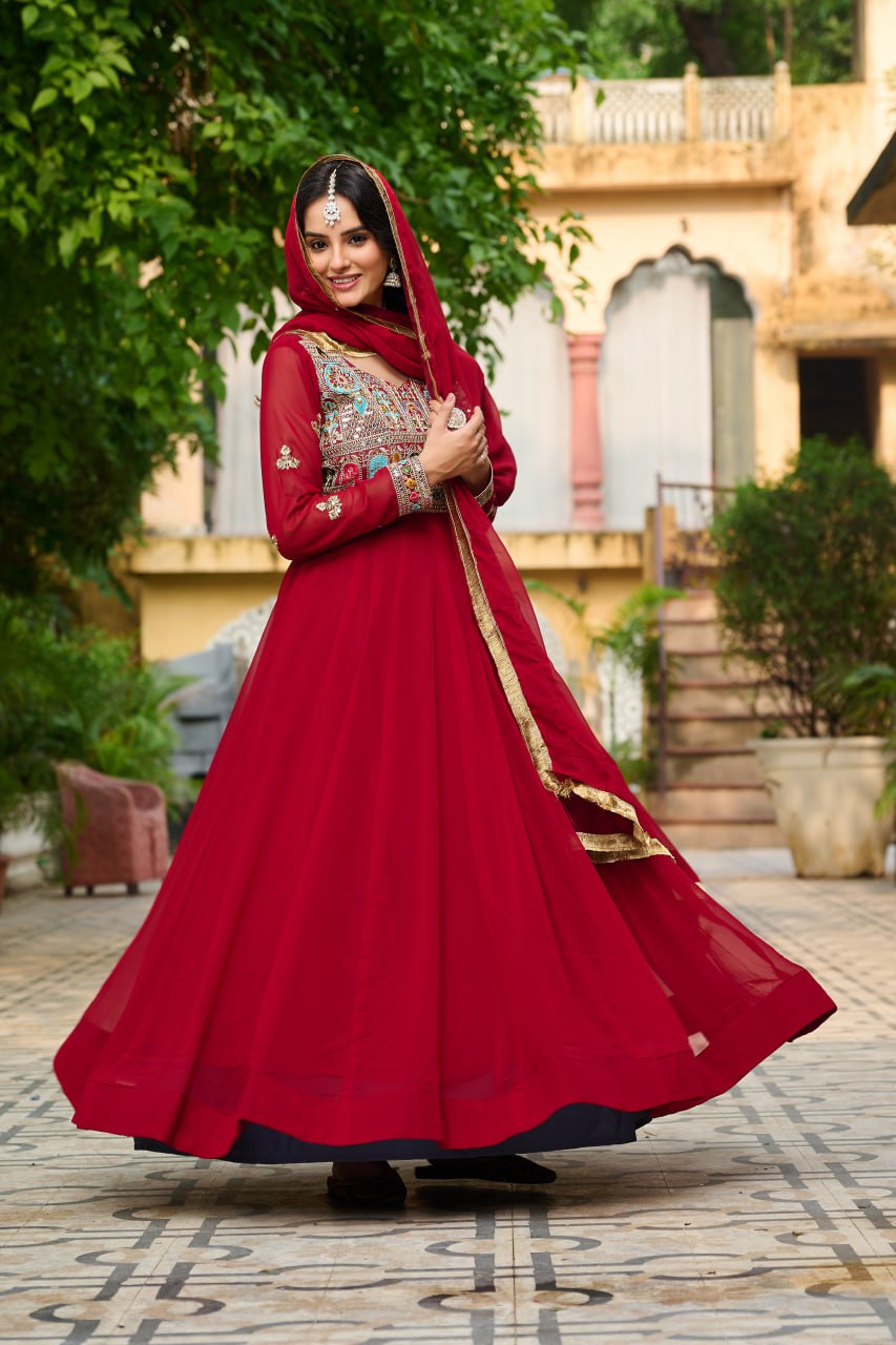 Formal gown red color gown for women
