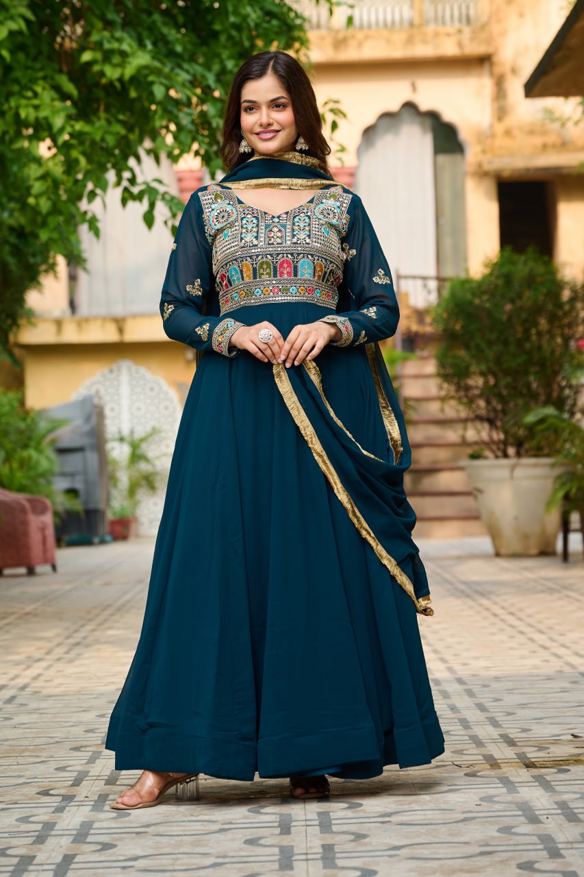 Rama color faux blooming gown 