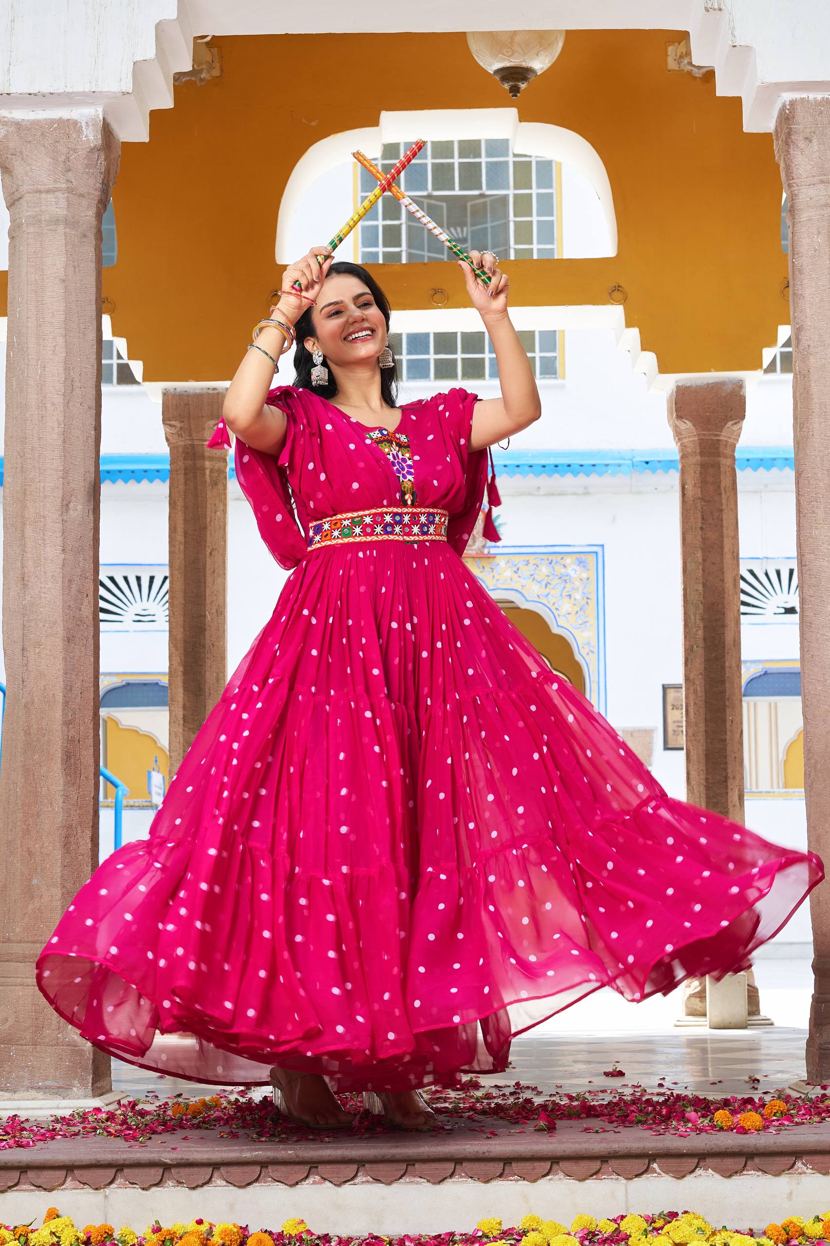 Navratri wear pink color gown
