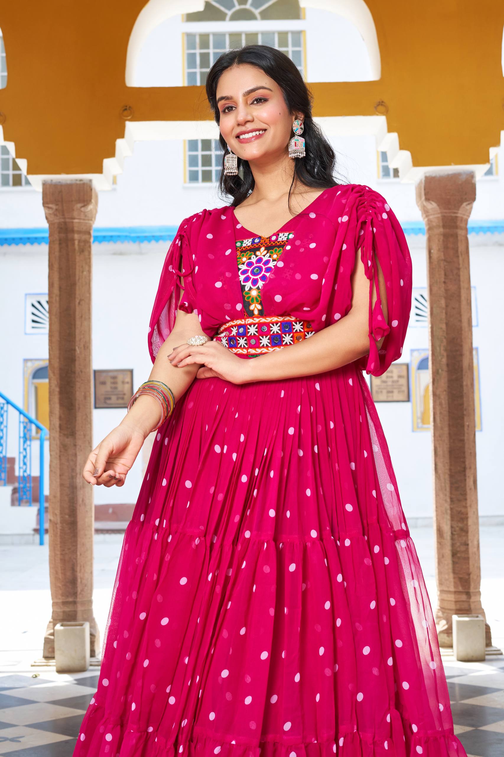Traditional pink color gown
