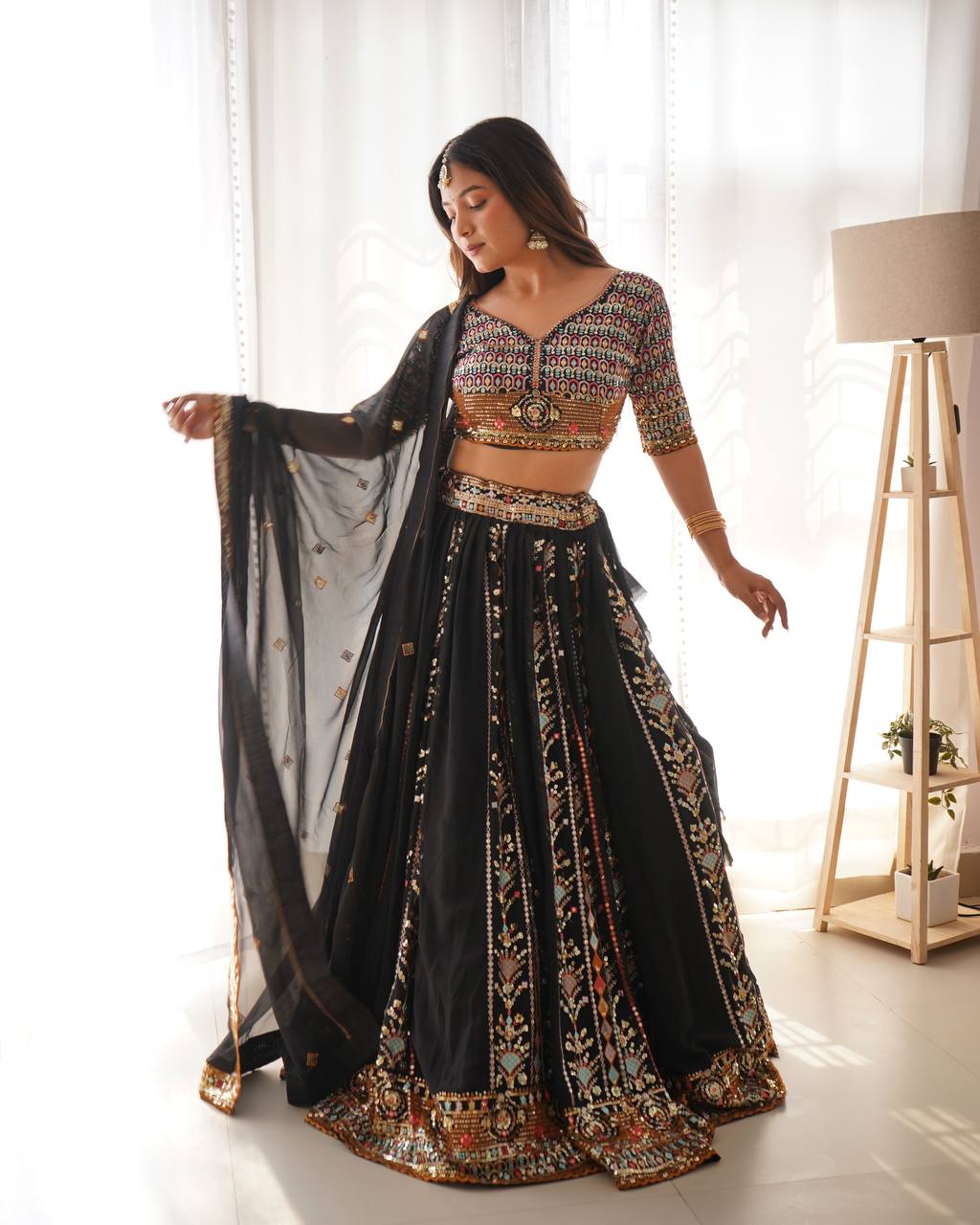 black indian lehenga choli for girls
