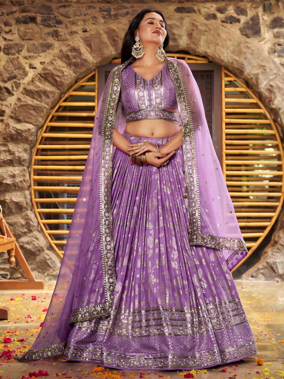 Elegance lavender color ghagra choli with online