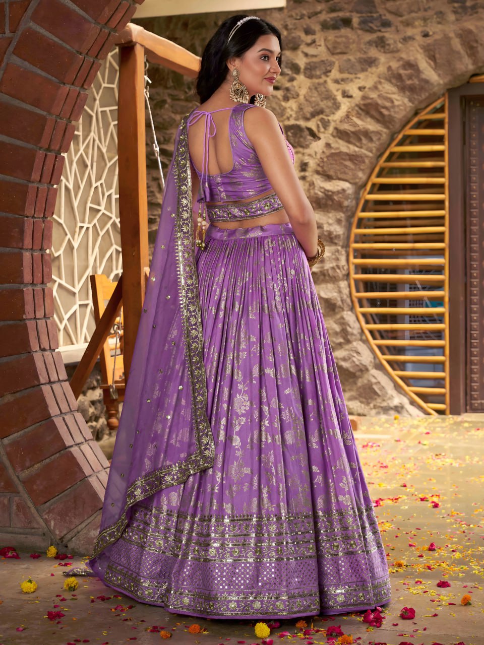 Lavender color georgette chaniya choli UK