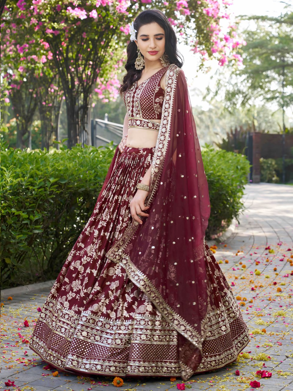 Designer maroon lehenga choli