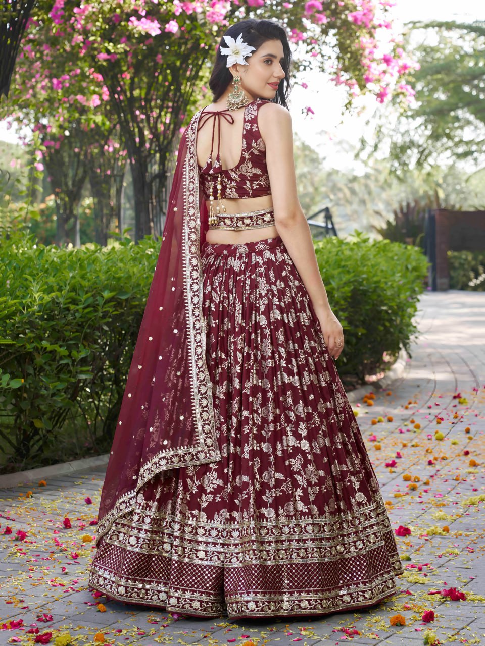 Maroon color lehenga bridal