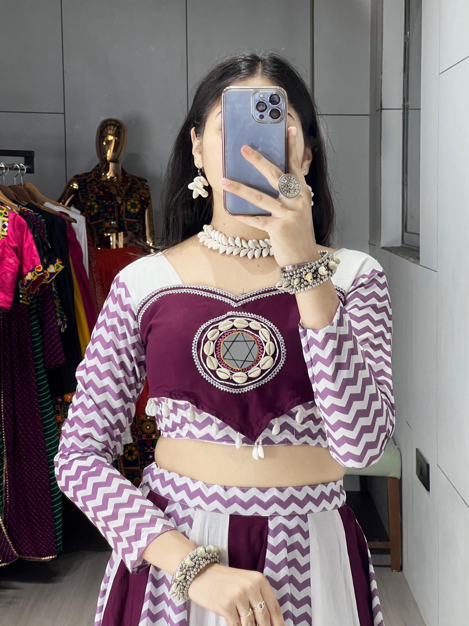Garba wear cotton lehenga for women