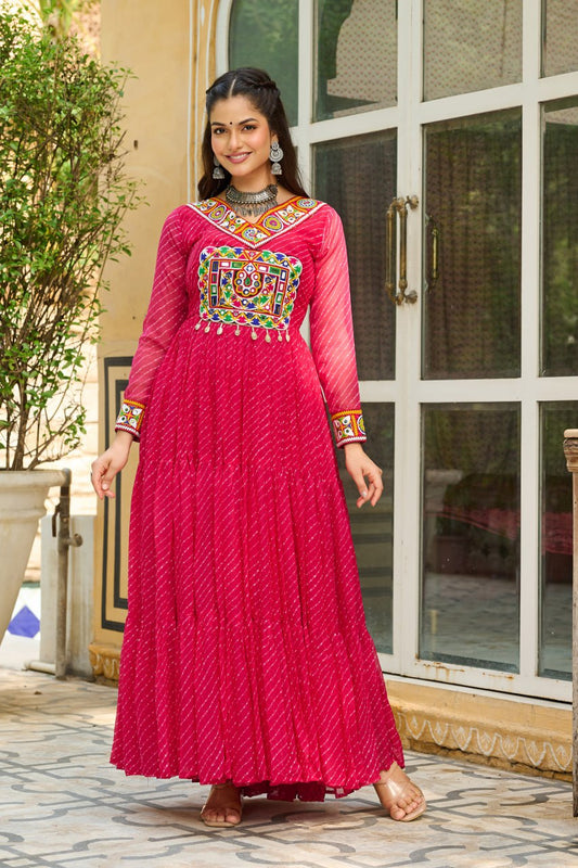 Pink color traditional gown 