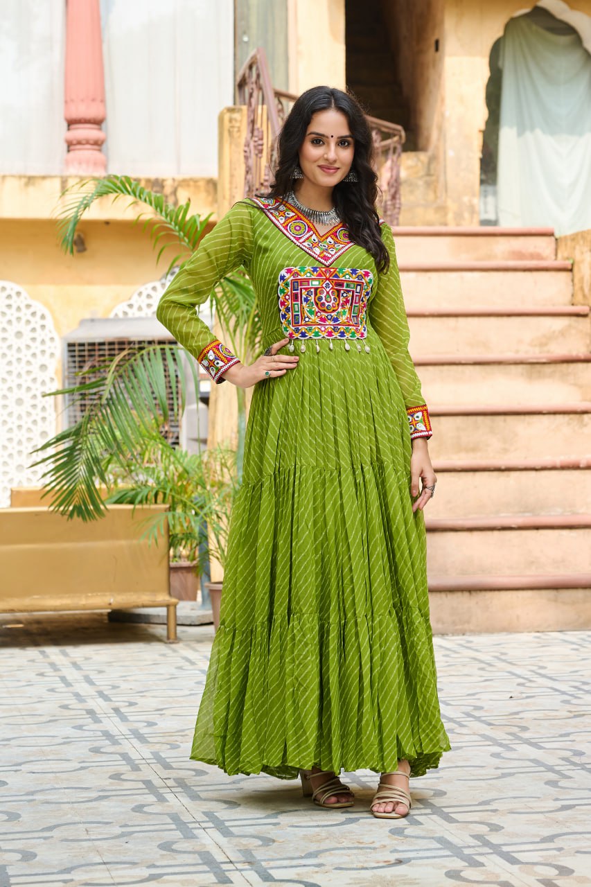 Parrot color navratri gown 