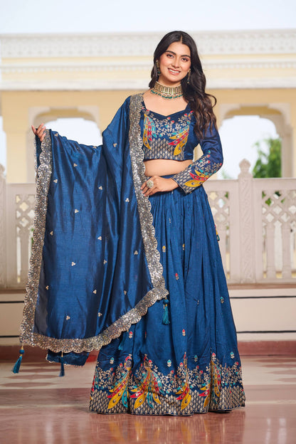 Rama color embroidery work ghagra choli price