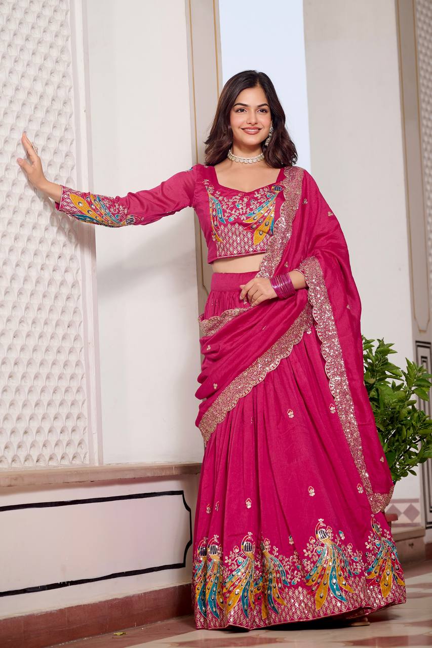 Reception wear vichitra silk lehenga choli online