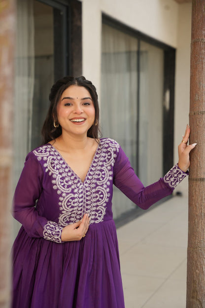 Wedding wear purple gown