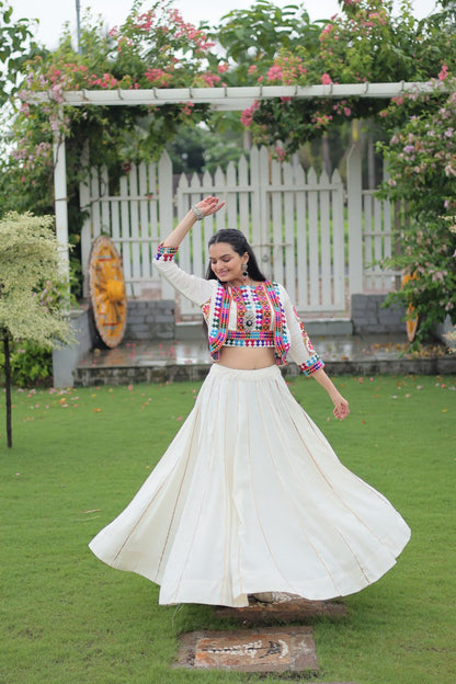 White color navratri lehenga for women online shopping
