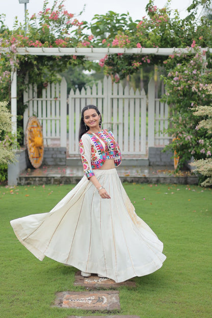 White Chaniya Choli for Navratri Dupatta
