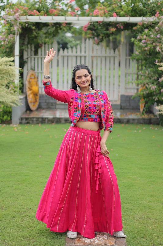 Light pink color navratri lehenga for women online
