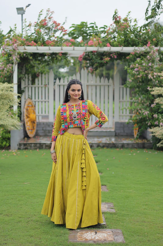 Green color navratri lehenga for women online shopping

