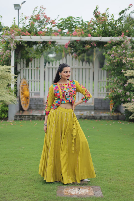 Dark green color navratri lehenga for women online
