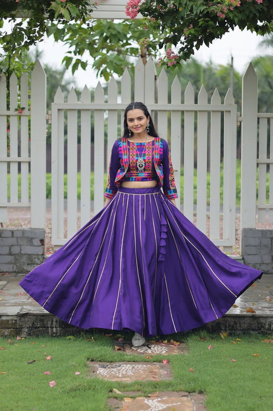Purple color navratri lehenga for women online with price
